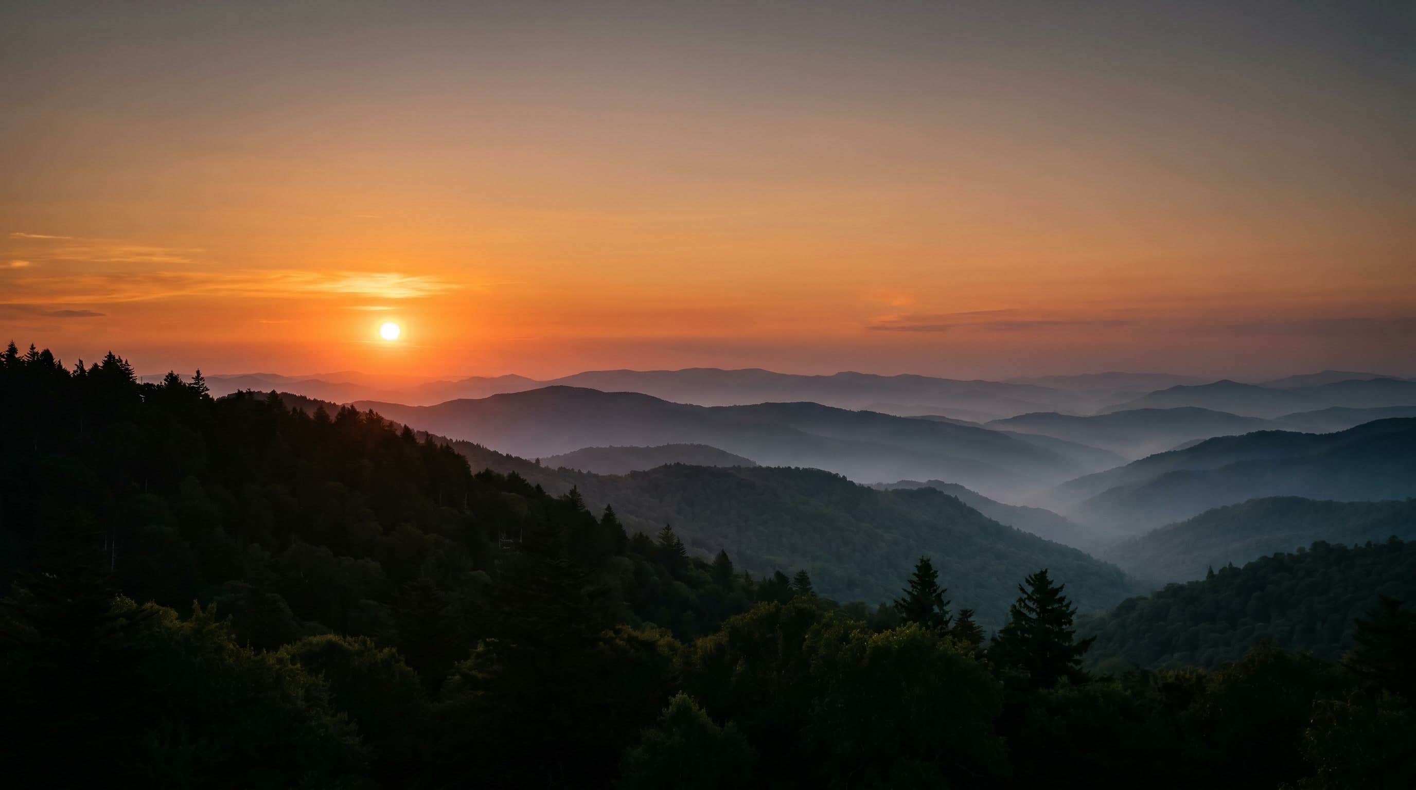 The Great Smoky Mountains at sunset